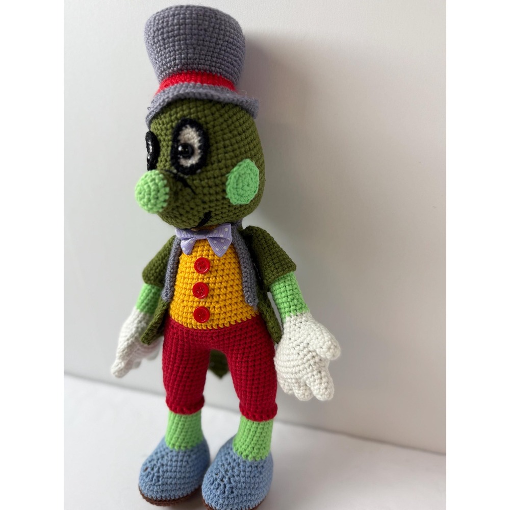 Handemade Jiminy Cricket Inspired Doll, Cricket in‎ clothes, crocheted by hand.